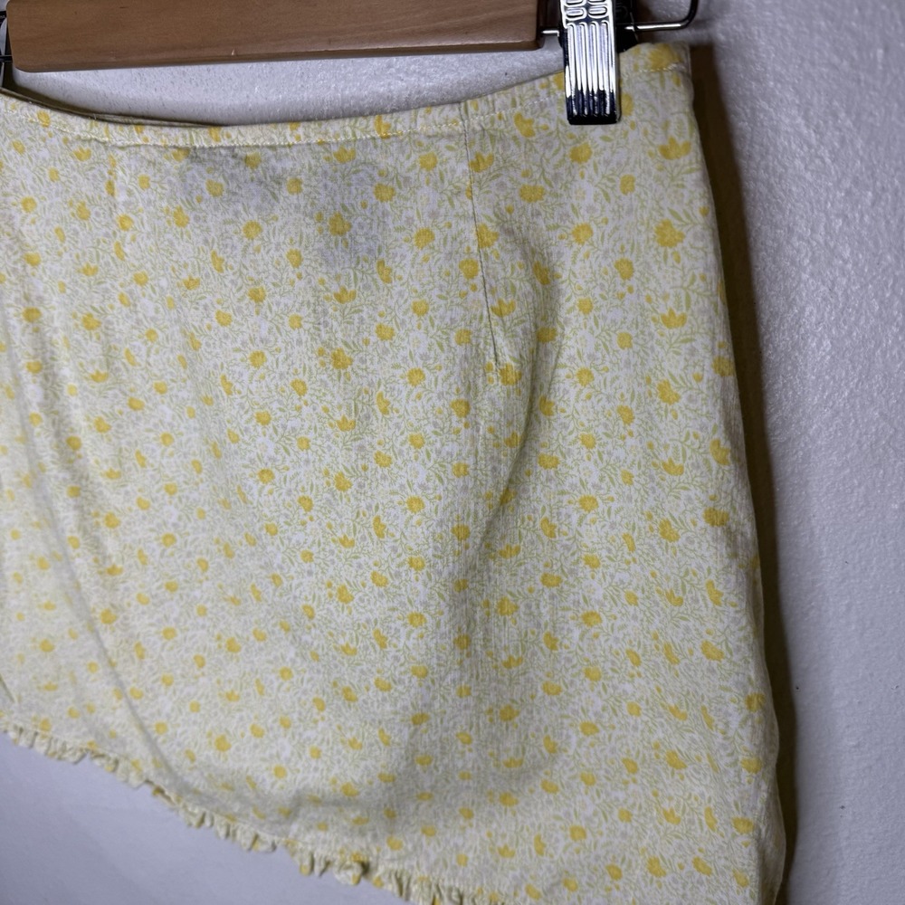 Retro Express Yellow Floral Cotton Cottagecore Mini Skirt‎ Size 3/4 (Small) - Picture 3 of 9